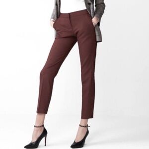 Express Women's Columnist Ankle Mid-Rise Pants | Burgundy/Maroon | Size 0R